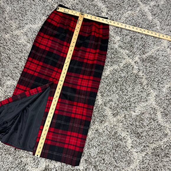 Vintage Talbots Red Tartan Plaid 100% Wool Straight Pencil Midi Skirt 4 S Small - Picture 10 of 10